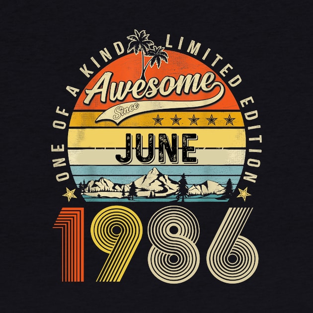 Awesome Since June 1986 Vintage 37th Birthday by Red and Black Floral